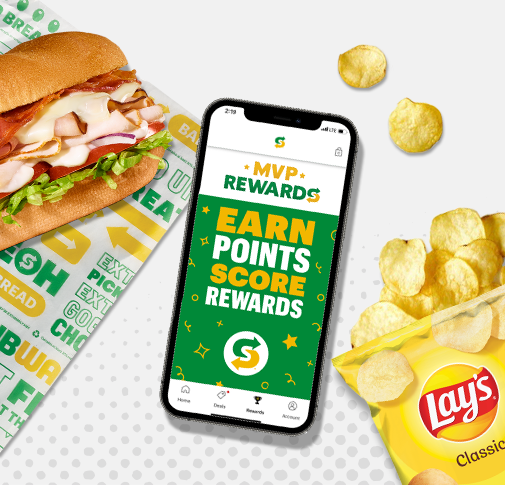 A sub, Lay’s Potato Chips and a phone. Join MVP Rewards. Earn points. Score rewards.